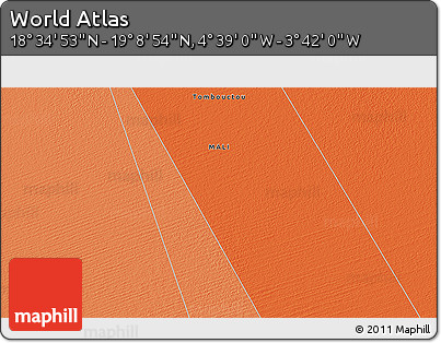 Political 3D Map of the Area around 18° 51' 53" N, 4° 10' 30" W