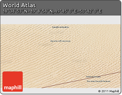 Satellite 3D Map of the Area around 18° 51' 53" N, 50° 13' 30" E