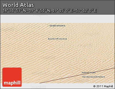 Satellite 3D Map of the Area around 18° 51' 53" N, 50° 13' 30" E
