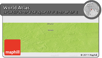 Physical Panoramic Map of the Area around 18° 51' 53" N, 55° 19' 30" E