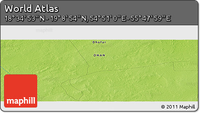 Physical Panoramic Map of the Area around 18° 51' 53" N, 55° 19' 30" E