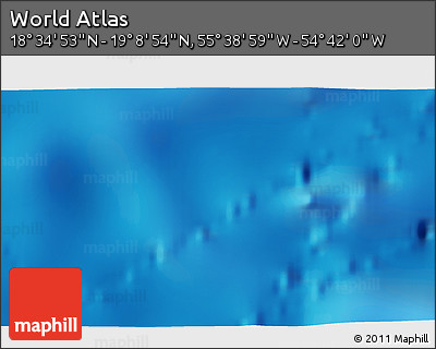 Physical 3D Map of the Area around 18° 51' 53" N, 55° 10' 29" W