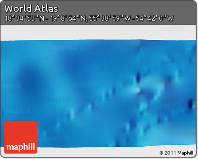 Physical 3D Map of the Area around 18° 51' 53" N, 55° 10' 29" W