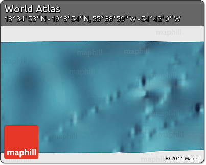 Satellite 3D Map of the Area around 18° 51' 53" N, 55° 10' 29" W