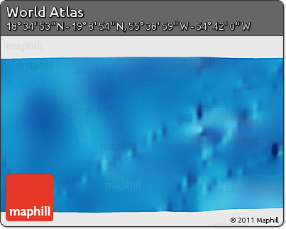 Shaded Relief 3D Map of the Area around 18° 51' 53" N, 55° 10' 29" W