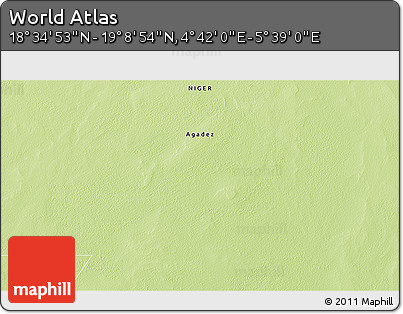 Physical 3D Map of the Area around 18° 51' 53" N, 5° 10' 30" E