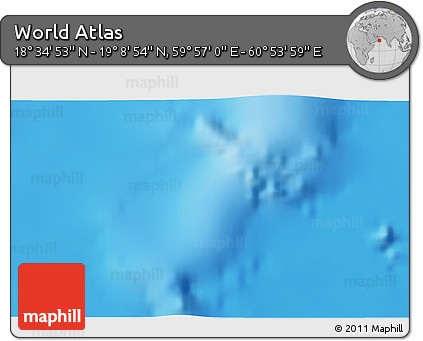 Physical 3D Map of the Area around 18° 51' 53" N, 60° 25' 29" E
