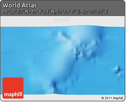 Physical 3D Map of the Area around 18° 51' 53" N, 60° 25' 29" E