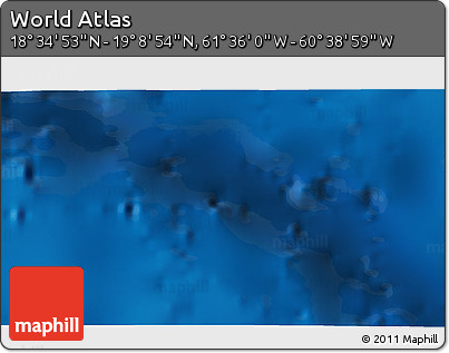Physical 3D Map of the Area around 18° 51' 53" N, 61° 7' 30" W
