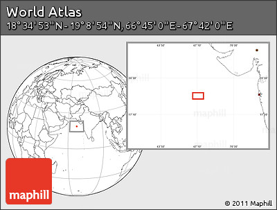 Blank Location Map of the Area around 18° 51' 53" N, 67° 13' 29" E