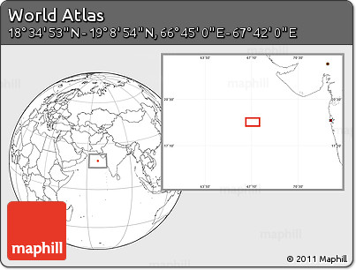 Blank Location Map of the Area around 18° 51' 53" N, 67° 13' 29" E