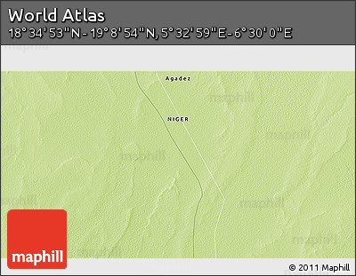 Physical 3D Map of the Area around 18° 51' 53" N, 6° 1' 30" E