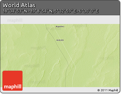 Physical 3D Map of the Area around 18° 51' 53" N, 6° 1' 30" E