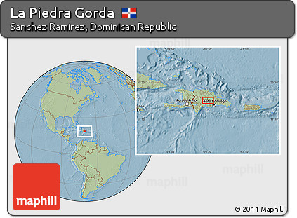 Savanna Style Location Map of La Piedra Gorda, hill shading
