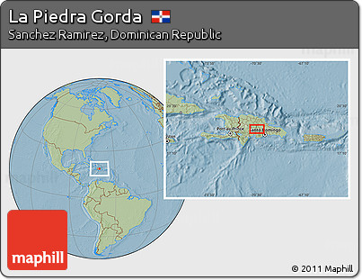 Savanna Style Location Map of La Piedra Gorda, hill shading