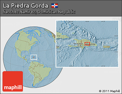 Savanna Style Location Map of La Piedra Gorda, hill shading