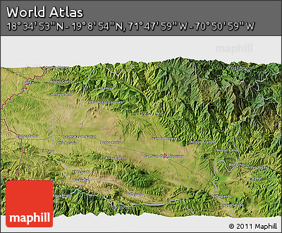 Satellite 3D Map of the Area around 18° 51' 53" N, 71° 19' 29" W