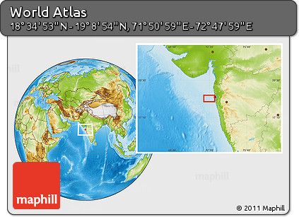Physical Location Map of the Area around 18° 51' 53" N, 72° 19' 29" E