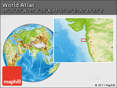 Physical Location Map of the Area around 18° 51' 53" N, 72° 19' 29" E
