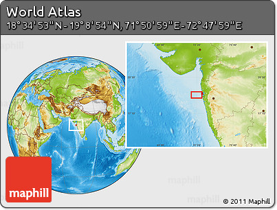 Physical Location Map of the Area around 18° 51' 53" N, 72° 19' 29" E