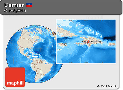 Shaded Relief Location Map of Damier