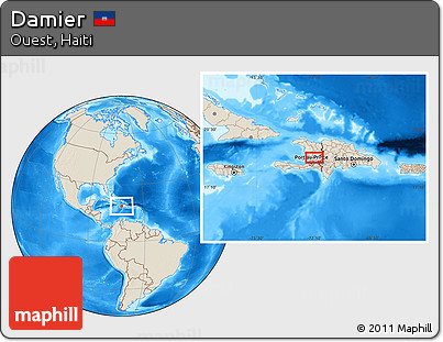 Shaded Relief Location Map of Damier