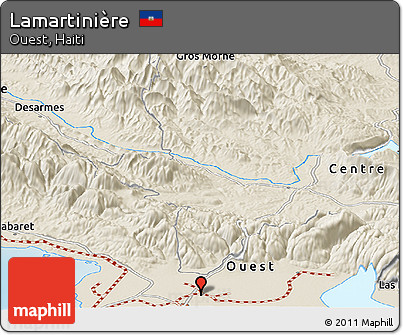 Shaded Relief Panoramic Map of Lamartinière