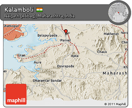 Shaded Relief Panoramic Map of Kalamboli