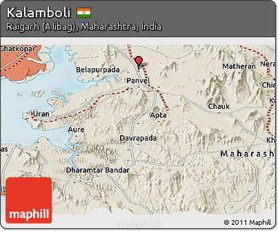 Shaded Relief Panoramic Map of Kalamboli
