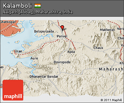 Shaded Relief Panoramic Map of Kalamboli