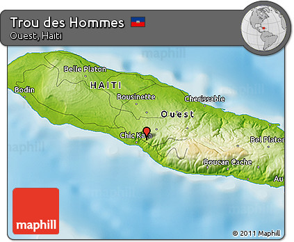 Physical 3D Map of Trou Des Hommes