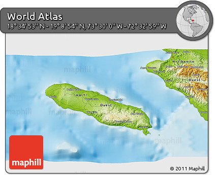 Physical 3D Map of the Area around 18° 51' 53" N, 73° 1' 30" W