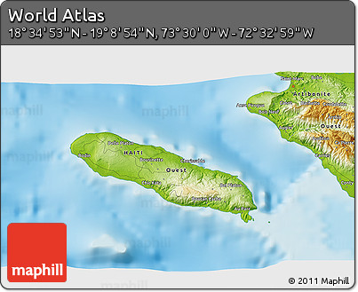 Physical 3D Map of the Area around 18° 51' 53" N, 73° 1' 30" W