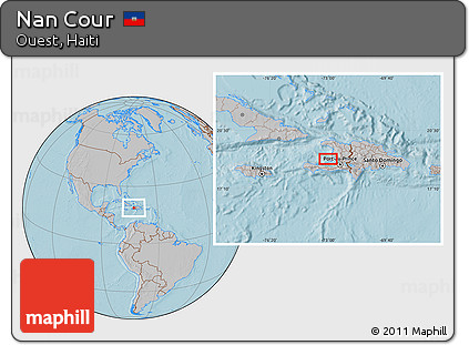 Gray Location Map of Nan Cour, hill shading