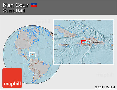Gray Location Map of Nan Cour, hill shading