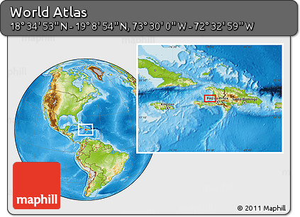 Physical Location Map of the Area around 18° 51' 53" N, 73° 1' 30" W