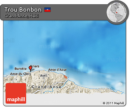 Shaded Relief 3D Map of Trou Bonbon