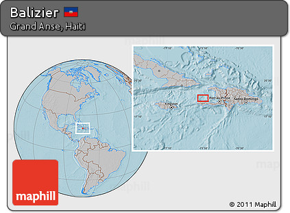 Gray Location Map of Balizier, hill shading