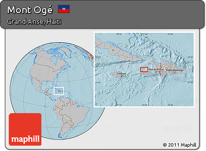 Gray Location Map of Mont Ogé, hill shading