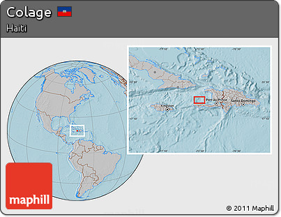 Gray Location Map of Colage, hill shading