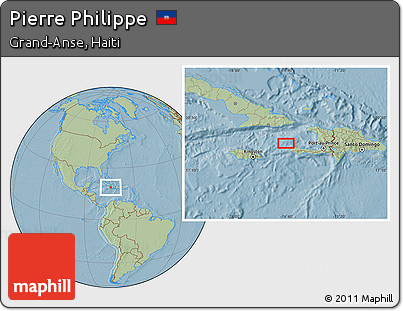 Savanna Style Location Map of Pierre Philippe, hill shading