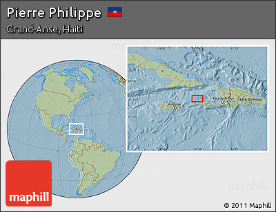 Savanna Style Location Map of Pierre Philippe, hill shading