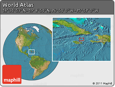 Satellite Location Map of the Area around 18° 51' 53" N, 76° 25' 30" W