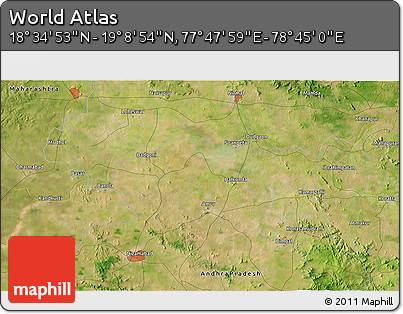Satellite 3D Map of the Area around 18° 51' 53" N, 78° 16' 30" E