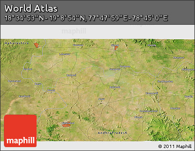 Satellite 3D Map of the Area around 18° 51' 53" N, 78° 16' 30" E