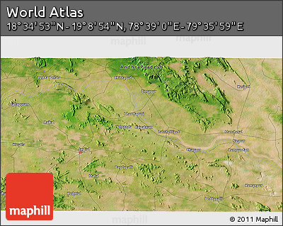 Satellite 3D Map of the Area around 18° 51' 53" N, 79° 7' 30" E