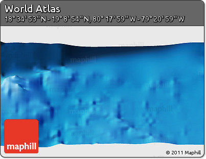 Physical 3D Map of the Area around 18° 51' 53" N, 79° 49' 29" W