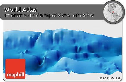 Physical Panoramic Map of the Area around 18° 51' 53" N, 81° 31' 30" W