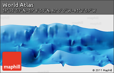 Physical Panoramic Map of the Area around 18° 51' 53" N, 81° 31' 30" W