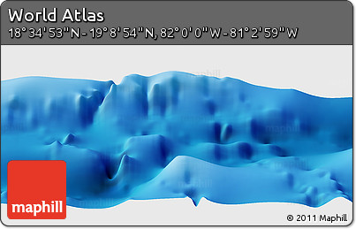 Physical Panoramic Map of the Area around 18° 51' 53" N, 81° 31' 30" W